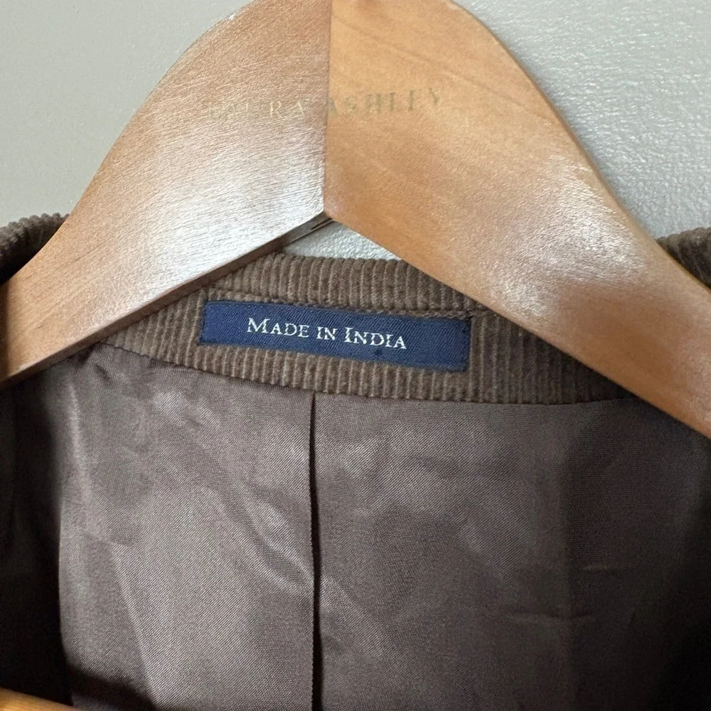 LANDS END brown corduroy blazer men’s sport coat jacket fall sz 44 L like new
